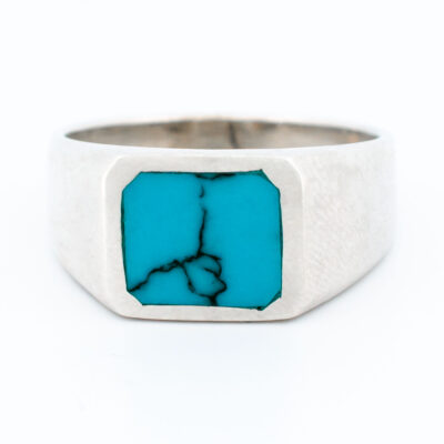 Turquoise Silver Signet Ring 15279-2050 Image1