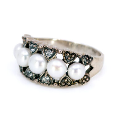 Pearl Topaz 925' Silver Row Ring 18929-3640 Image2