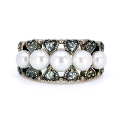 Pearl Topaz 925' Silver Row Ring 18929-3640 Image1