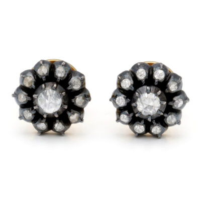 Diamond 14k 925' Silver Cluster Earrings 18978-9673 Image1