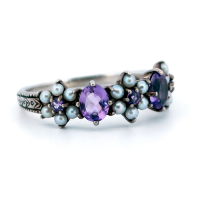 Amethyst Pearl 925' Silver Row Ring 18996-3701 Image2