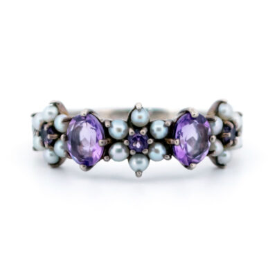 Amethyst Pearl 925' Silver Row Ring 18996-3701 Image1