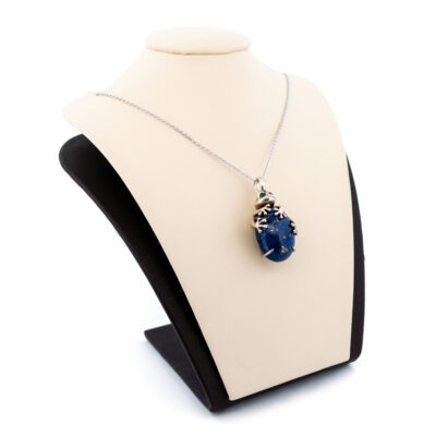 Agate Lapis-Lazulis Marcasite (Pyrite) 925' Silver Frog Pendant 19039-3736 Image2