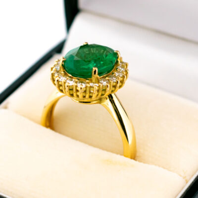 Diamond Emerald 18k Cluster Ring 19111-9698 Image2