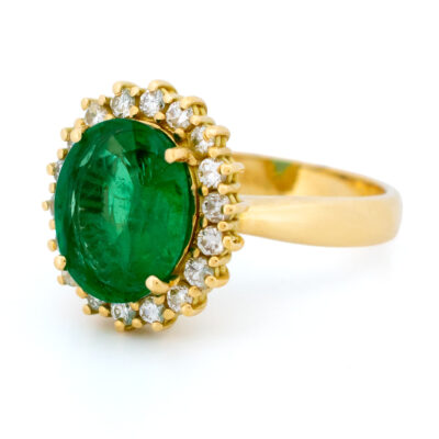 Diamond Emerald 18k Cluster Ring 19111-9698 Image1