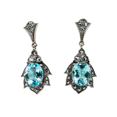 Marcasite (Pyrite) Topaz 925' Silver Drop Earrings 17602-3071 Image1