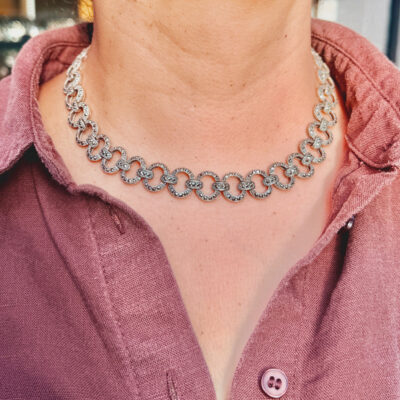 Marcasite (Pyrite) 925' Silver Interlocking Circles Necklace 18425-3484 Image2