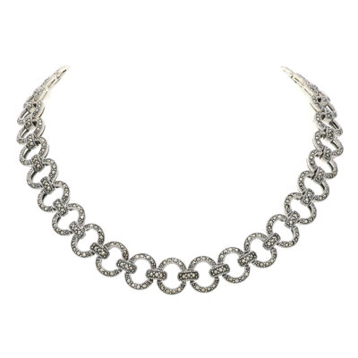 Marcasite (Pyrite) 925' Silver Interlocking Circles Necklace 18425-3484 Image1