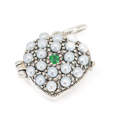 Emerald Pearl 925' Silver Heart-Shape Locket 19045-3742 Image1