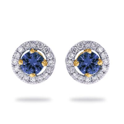 Diamond Sapphire 14k Halo Earrings 19047-9679 Image1