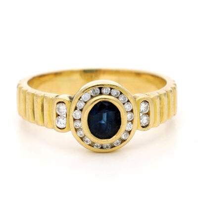 Diamond Sapphire 18k Cluster Ring 19099-9691 Image1