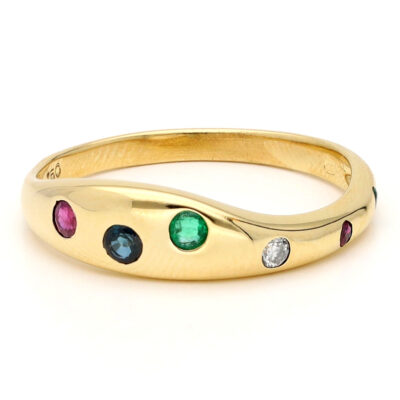 Diamond Emerald Sapphire 18k Gypsy Ring 19171-9735 Image1