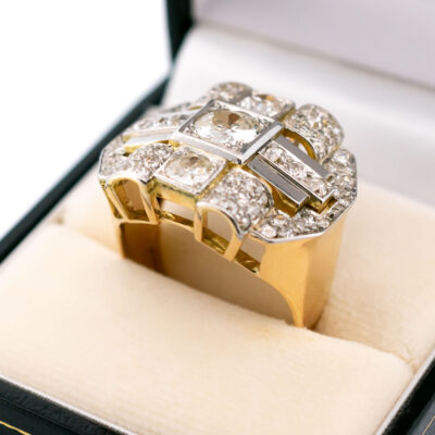 Diamond 18k Platinum Geometric Plaque Ring 19174-9738 Image2