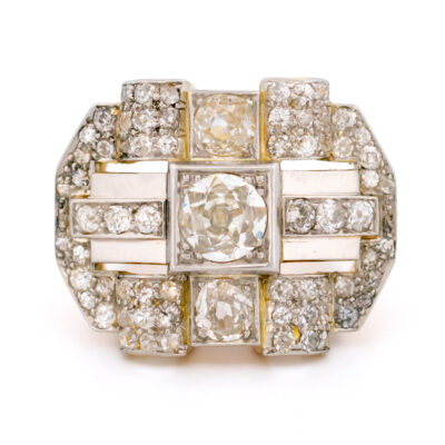 Diamond 18k Platinum Geometric Plaque Ring 19174-9738 Image1