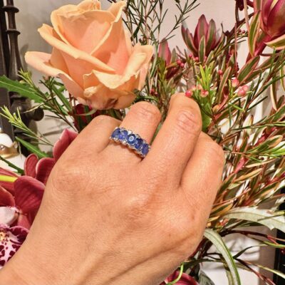 Diamond Sapphire 9k Silver Row Ring 15790-8638 Image2