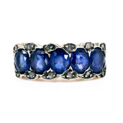 Diamond Sapphire 9k Silver Row Ring 15790-8638 Image1