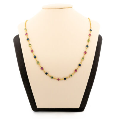 Peridot Ruby Sapphire 18k Station Necklace 17502-9213 Image1