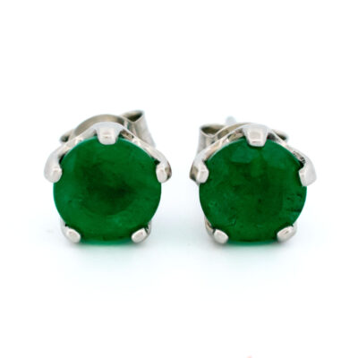 Emerald Platinum Stud Earrings 19183-9743 Image1